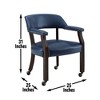 Wood Arm Chair with Casters (Tournament) with Nailhead Trim, Pedestal Base, Beaded & Fluted Design, and Scrolled Bun Feet ¨C Medium Cherry - 4 of 4