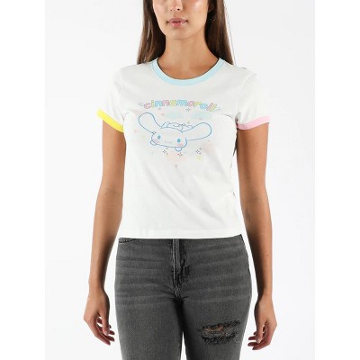 My Melody Garden Party Characters Sitting On Mushrooms Crew Neck Short Sleeve Lime Adult T-shirt