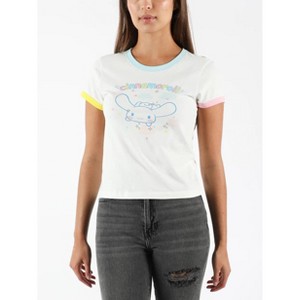 My Melody Garden Party Characters Sitting On Mushrooms Crew Neck Short Sleeve Lime Adult T-shirt - 1 of 1