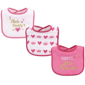 Luvable Friends Baby Girl Cotton Drooler Bibs with Fiber Filling 3pk, Girl Daddy, One Size - 1 of 1