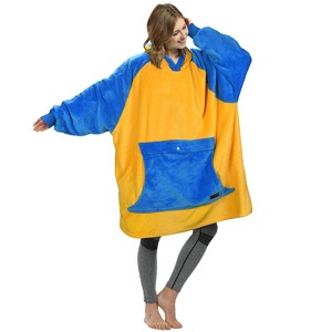 Catalonia Lakers Team Color Oversized Hoodie Blanket Sweatshirt, Wearable Fleece Pullover for Adults, Gifts for Basketball Lakers Fans, Gifts for Men - 1 of 4