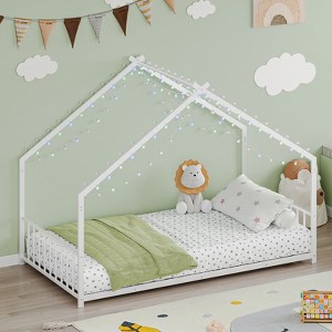 NicBex Twin/Full Size Bed Frame,Roof-shaped Iron Frame Bed with LED Light Strips,Platform Bed for Adults,Kids,Teens,No Box Spring Needed - 1 of 4