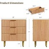 3 Drawer Dresser, Mid Century Modern Fluted Nightstand with Metal Handles & Legs, Bedside End Table for Bedroom, Living Room, Hallway, Apartment - 2 of 4