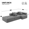 TIRAMISUBEST Minimalist Style Sectional Couch, Free Combination Corduroy Floor Sofa Sets with Pillows - 2 of 4