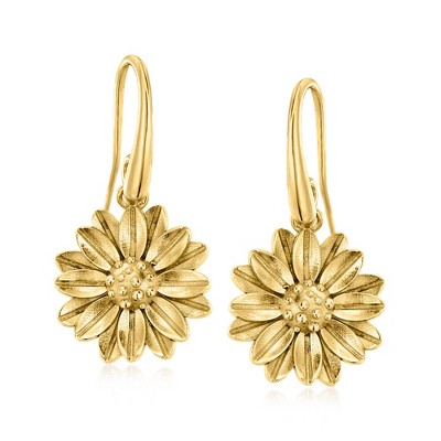 Ross-Simons Italian 18kt Gold Over Sterling Daisy Drop Earrings