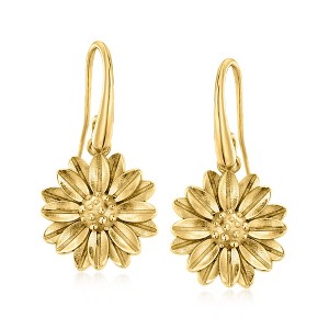 Ross-Simons Italian 18kt Gold Over Sterling Daisy Drop Earrings - 1 of 4