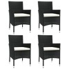 vidaXL Patio Chairs with Cushions 4 pcs Poly Rattan Black - 2 of 4