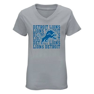 NFL Detroit Lions Girls' Short Sleeve V-Neck Core T-Shirt