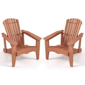 Tangkula 2PCS Solid Wood Garden Chair w/ High Backrest Wide Armrests & Contoured Seat - 1 of 4