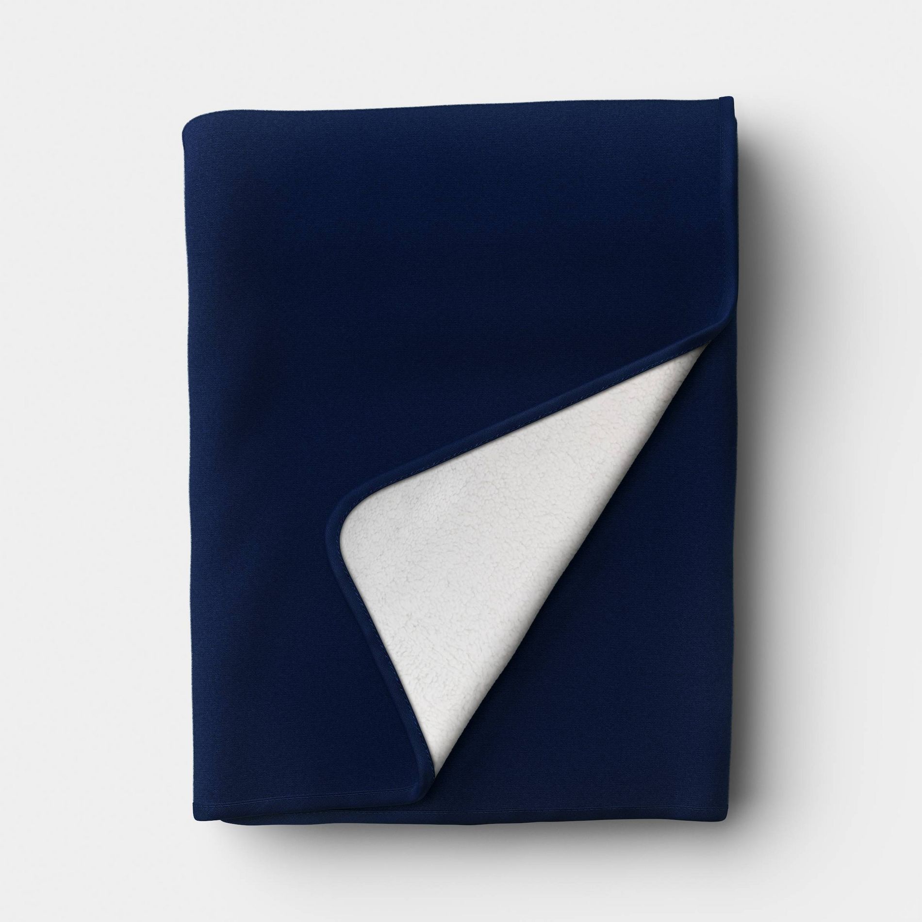 Chenille Throw Blanket with Faux Shearling Reverse Navy - Room Essentials™
