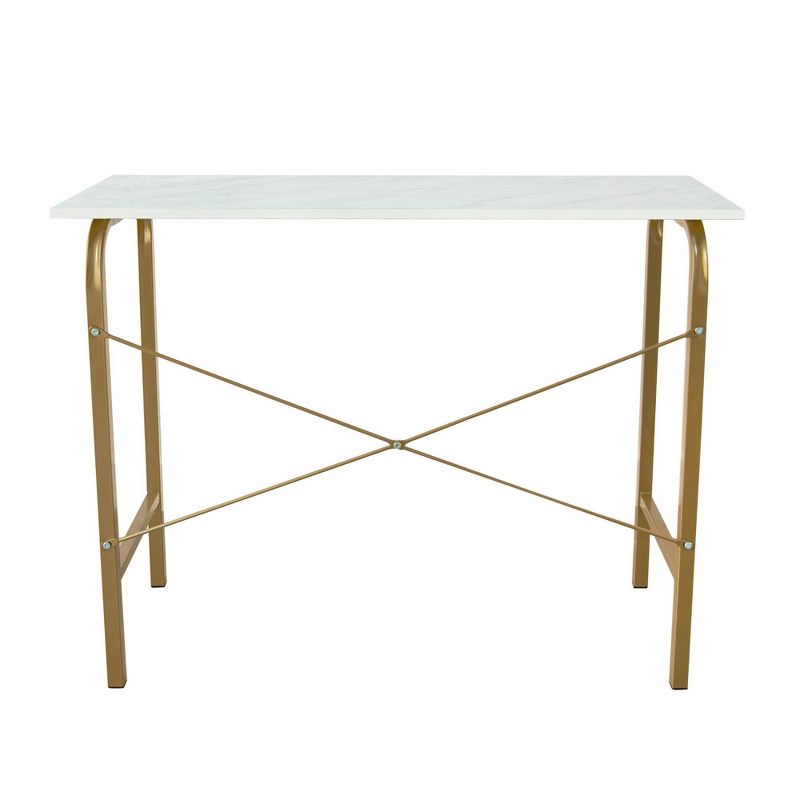 40&#34; Home Office Computer Desk with Metal Base Marble/Brass - Teamson Home, 5 of 11