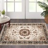 Boho Vintage Washable Area Rug, Gray Medallion Low Pile Non Slip Carpet for Living Room, Bedroom, Kitchen, or Dining Room, Pet Friendly - 4 of 4