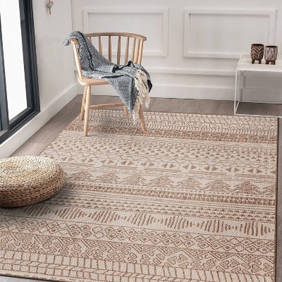 Brown Geometric Flat Woven Reversible 8' x 10' Indoor/Outdoor Rug