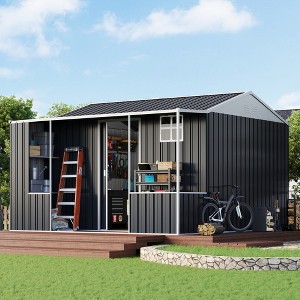 AMERLIFE Metal Storage Shed with Dual-Zone Work Area, Reinforced