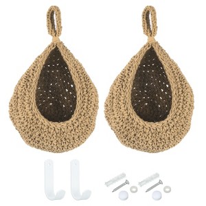 Unique Bargains Handmade Natural Durable Space-saving Hanging Basket 2 Pcs - 1 of 4