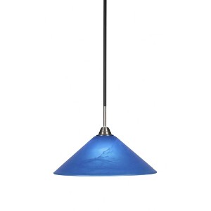 Toltec Lighting Paramount 1 - Light Pendant in  Matte Black/Brushed Nickel with 16" Blue Italian Shade - 1 of 1