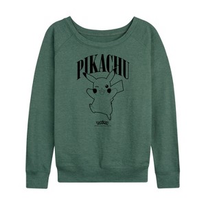 Women's - Pokémon - Pikachu Lightweight French Terry Wide Neck Long Sleeve Shirt - 1 of 4