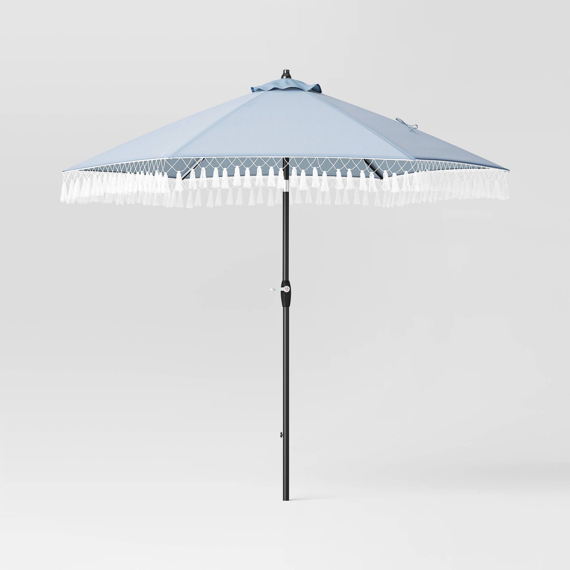 7.5'x7.5' Fringe Patio Market Umbrella - Black Pole