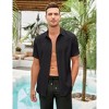Mens Casual Shirts Short Sleeve Button Down Linen Shirts Fashion Textured Summer Beach Shirt - 2 of 4
