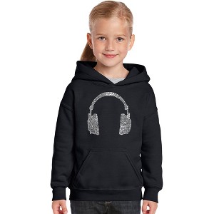 LA Pop Art Girl's Word Art Hooded Sweatshirt - 63 DIFFERENT GENRES OF MUSIC - 1 of 4