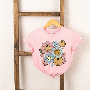 The Juniper Shop Flower Smiley Face Toddler Short Sleeve Tee - 1 of 2
