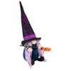 Northlight Gnome Witch with Broom and Pointy Hat Halloween Figure - 14" - Black and Purple - 3 of 4