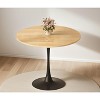 Gulches 24" Mini Round Dining Table, Natural Wood MDF Top with Steel Tulip Base, Multi-Functional for Small Spaces/Kitchen - 4 of 4