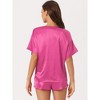 INSPIRE CHIC Women's Lounge Sets Satin Silky Short Sleeve T-shirt with Slit Elastic Shorts Sleepwear Pajama Set - 3 of 4