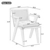 Accent Chair Mid-Century Armchair with Rattan Backrest Padded Seat Upholstered Reading Chairs for Bedroom Living Enterway Kitchen Natural Linen - 3 of 4