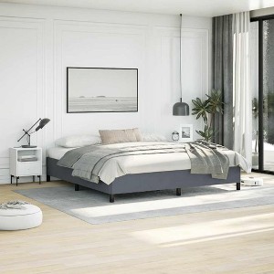 Bed Frame Dark grey Velvet (100% polyester), plywood, engineered wood - 1 of 4