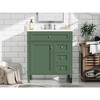 Vynxaria 30inch Forest Green Modern Single Sink Freestanding Bath Vanity with Resin Top Two Full Extension Drawers One Tip Out Drawer Soft Close Doors - 4 of 4