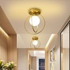 PAKOKULA Modern 9.1 in. 1-Light Gold Semi-Flush Mount Ceiling Light with Globe Glass Shade - 3 of 4