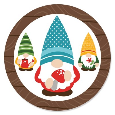 Big Dot of Happiness Garden Gnomes - Forest Gnome Party Circle Sticker Labels - 24 Count