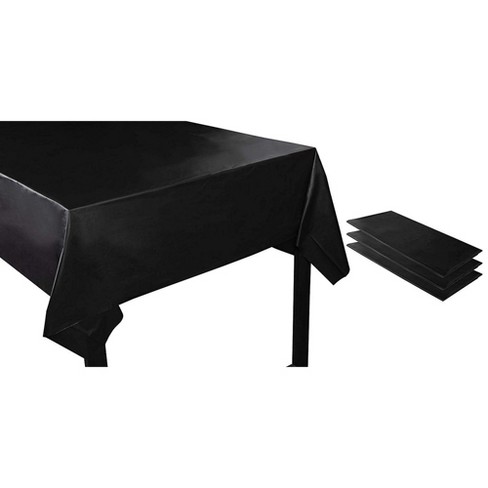 Juvale 3 Pack Black Plastic Table Cover, Black Table Cover Plastic