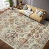 Vintage Distressed Area Rug Machine Washable Geometric Rug Low Pile Soft Foldable Rug - 2 of 4