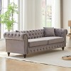 85.5" Velvet Chesterfield Sofa,Button Tufted 3-Seater Couch with Rolled Arms & 2 Cushions for Living Room or Apartment-Baofuwish - 2 of 4