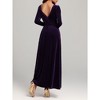 Womens Velvet Midi Dress Slim Square Neck Long Sleeve Solid Color High Waist Dress Flowy Cocktail - 2 of 4