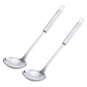 Unique Bargains Kitchen Durable Stainless Steel Long Handle Soup Ladle 11 Inch Length Silver Tone 2 Pcs - 1 of 4