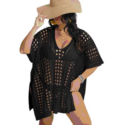 Womens Swimsuit Cover Up Hollow Out Swimwear Beach Bathing Suit Bikini Coverups Regular