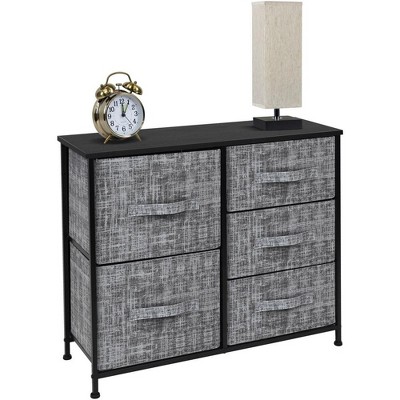 Image of Sorbus 5 Drawers Chest Dresser - Grey/Black
