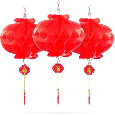 Blue Panda 50 Pieces Chinese New Year Red Paper Lanterns Decorations, 18 x 10 in