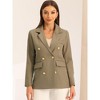 Allegra K Women's Work Office Notched Lapel Long Sleeve Double Breasted Blazer - 2 of 4