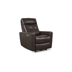 Signature Design by Ashley Pisgham Leather Power Recliner with Adjustable Easy View™ Headrest, Chocolate Brown - 1 of 4
