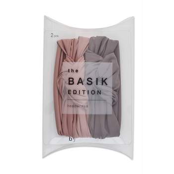 scünci Basik Seamless Comfort Stretch Knot Headband  - Mauve/Grey - 2pcs