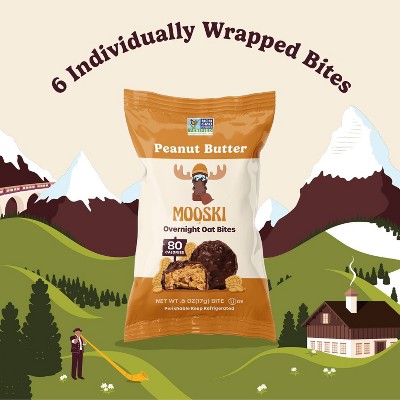 Mooski Overnight Oat Bites Peanut Butter - 3.6oz/6ct