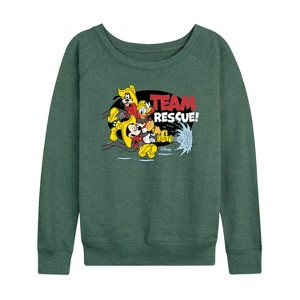 Women's - Disney - Firefighter Mickey & Friends Lightweight French Terry Wide Neck Long Sleeve Shirt - 1 of 4