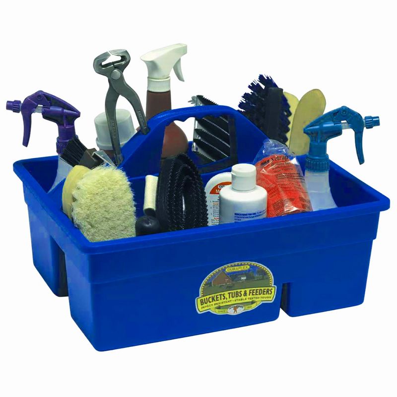 Little Giant Stable Supplies Plastic Organization DuraTote Box with Handle and Various Compartments for Cleaning Accessories, Blue, 4 of 5