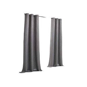 HomeRoots Set of Two 84" Silver Metallic Textured Window Panels - 1 of 4