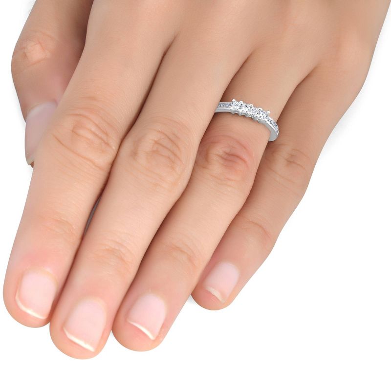 Pompeii3 3/8ct Princess Cut Diamond Wedding Ring 14K White Gold, 3 of 5