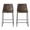 Kumasinova Vintage Faux Leather Counter Height Bar Stools Set of 2, Counter Stools, Armless Chair with Black Iron Frame, Counter Height Stools - 3 of 4